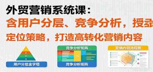 外贸营销系统课：含用户分层、竞争分析，授卖品、定位策略，打造高转化营销内容-网创资源