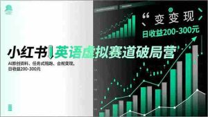 （16828期）小红书英语虚拟赛道破局营，AI原创资料、任务式陪跑、合规变现，日收益200-300元-网创资源