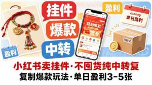 小红书卖挂件，不囤货纯中转复制爆款玩法，单日盈利3-5张-网创资源