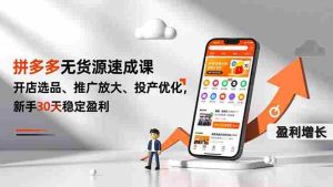 （16785期）拼多多无货源速成课，开店选品、推广放大、投产优化，新手30天稳定盈利-网创资源