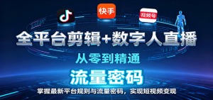 全平台剪辑+数字人直播，从零到精通，掌握最新平台规则与流量密码，实现短视频变现-网创资源