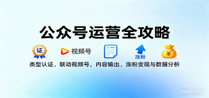 公众号运营全攻略：类型认证、联动视频号，内容输出、涨粉变现与数据分析-网创资源