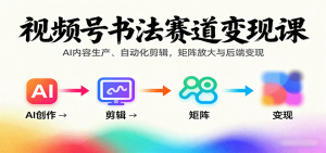视频号书法赛道变现课：AI内容生产、自动化剪辑，矩阵放大与后端变现-网创资源