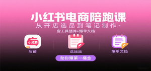 小红书电商陪跑课：从开店选品到笔记制作，含工具插件+爆单文档，助你赚第一桶金-网创资源