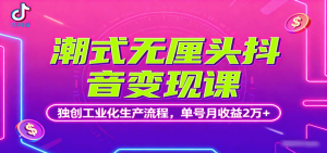 潮式无厘头抖音变现课，独创工业化生产流程，单号月收益2万+-网创资源
