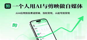 一个人用AI与剪映做自媒体，从AI应用到各赛道剪辑、涨粉变现，从起号到变现-网创资源