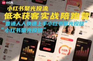 小红书聚光投流低成本获客实战陪跑营，普通人快速上手小红书聚光投放-网创资源