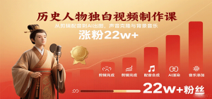 历史人物独白视频制作课，从剪辑配音到AI出图，声音克隆与背景音乐，涨粉22w+-网创资源