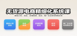 无货源电商精细化系统课：基础认知、选品、店铺搭建、起店、推广及运营收尾售后等-网创资源