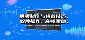 视频制作与特效技巧：软件操作、音频添加、特效制作、去重手法及精准营销等实用内容-网创资源