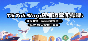 TikTok Shop店铺运营实操课：开店准备、后台设置操作、选品分析及软件工具等-网创资源