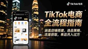 （16524期）TikTok电商全流程指南，涵盖店铺搭建、选品策略、流量获取，单店月入过万-网创资源