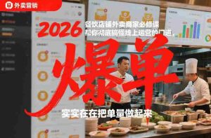 2026餐饮店铺外卖商家必修课，帮你彻底搞懂线上运营的门道，实实在在把单量做起来-网创资源
