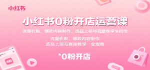 小红书0粉开店运营课：流量机制、爆款内容制作、选品上架与直播教学全指南-网创资源