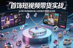 首饰短视频带货实战，从0到1带你跑通抖音小店和图文带货的全流程-网创资源