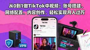（16461期）从0到1做TikTok中视频：账号搭建、网络配置、内容创作，轻松实现月入过万-网创资源