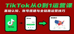 TikTok从0到1运营课：基础认知、账号搭建与全链路运营技巧-网创资源