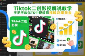 Tiktok二创影视解说教学，手把手教你TK中视频影视解说賺美金（更新26年1月）-网创资源