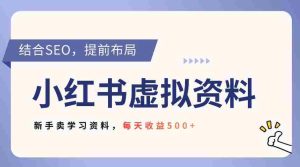 小红书卖教辅资料，借助SEO技术提前布局，新手轻松日入5张-网创资源