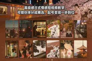 高级感日式情感短视频教学，可做伙伴分成精选，起号变现一步到位-网创资源