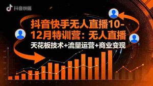 （16372期）抖音快手无人直播10-12月特训营：无人直播天花板技术+流量运营+商业变现-网创资源