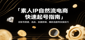 素人IP自然流电商快速起号指南，含账号搭建、选品、拍摄剪辑、爆款选题等实操技巧-网创资源