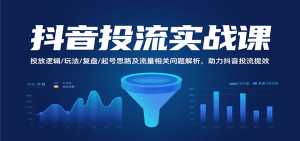 抖音投流实战课，投放逻辑/玩法/复盘/起号思路及流量相关问题解析，助力抖音投流提效-网创资源