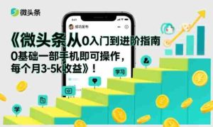 微头条从0入门到进阶指南，0基础一部手机即可操作，每个月3-5k收益-网创资源