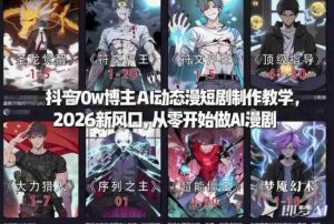 抖音70w博主AI动态漫短剧制作教学，2026新风口，从零开始做AI漫剧，普通人也能月入过W-网创资源