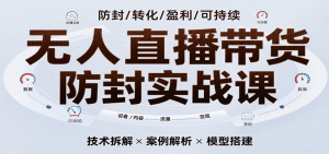 无人直播带货防封实战课，7天掌握高转化直播技术，实现单场GMV破万可持续模型-网创资源
