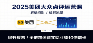 2025美团大众点评运营课：解析规则/破解流量/提升复购/全链路运营实现业绩10倍增长-网创资源