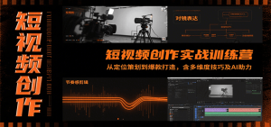 短视频创作实战训练营：从定位策划到爆款打造，含多维度技巧及AI助力-网创资源