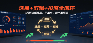 选品+剪辑+投流全闭环，7天解决低播放、不出单、投产差顽疾-网创资源