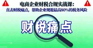 （16232期）电商企业财税合规实战课，直击财税痛点，帮助企业规避最高80%的税务风险-网创资源