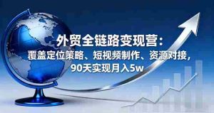 （16173期）外贸全链路变现营：覆盖定位策略、短视频制作、资源对接，90天实现月入5w-网创资源