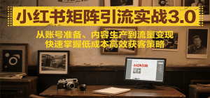 小红书矩阵引流3.0，从账号准备、内容生产到流量变现，快速掌握低成本高效获客策略-网创资源