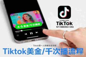 TK中视频计划项目，Tiktok第一人称解说流程，每干次播放奖励4-5美金-网创资源
