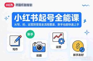 小红书起号全能课，从写、拍、运营到变现全流程覆盖，新手也能快速上手-网创资源