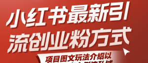 小红书最新引流创业粉方式，项目图文玩法介绍以及如何安全倒流私域-网创资源