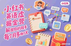 小红书英语虚拟资料掘金营，纯AI操作，解放你的双手，每个月多挣几K-网创资源