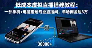 （16156期）低成本虚拟直播搭建教程：一部手机+电脑搭建专业直播间，单场佣金超3万-网创资源