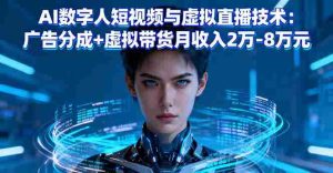 （16148期）AI数字人短视频与虚拟直播技术：广告分成+虚拟带货月收入2万-8万元-网创资源