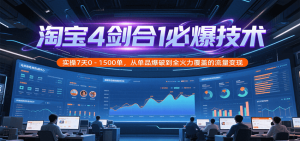 淘宝4剑合1必爆技术，实操7天0-1500单，从单品爆破到全火力覆盖的流量变现-网创资源