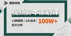 （16137期）视频脚本策划课，13种架构、6大话术、拉片分析，单条播放百万+-网创资源