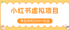 小红书虚拟电商新玩法，实现单品纯利20W+，可矩阵放大操作！-网创资源