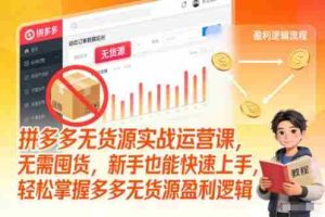 拼多多无货源实战运营课，无需囤货，新手也能快速上手，轻松掌握多多无货源盈利逻辑-网创资源