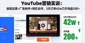 （16107期）YouTube营销实训：频道设置+广告制作+网红合作，3月订单42w刀月询盘200+-网创资源