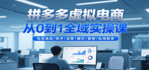 拼多多虚拟电商从0到1全域实操课，包含选品/技术/运营/避坑/复制/私域裂变-网创资源