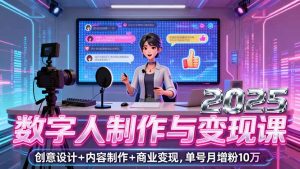 （16032期）2025数字人制作与变现课，创意设计+内容制作+商业变现，单号月增粉10万+-网创资源