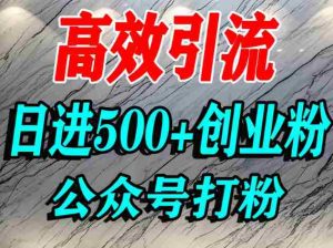 怎么引流创业粉？微信公众号纯搬运引流精准创业粉，日进500+精准流量-网创资源